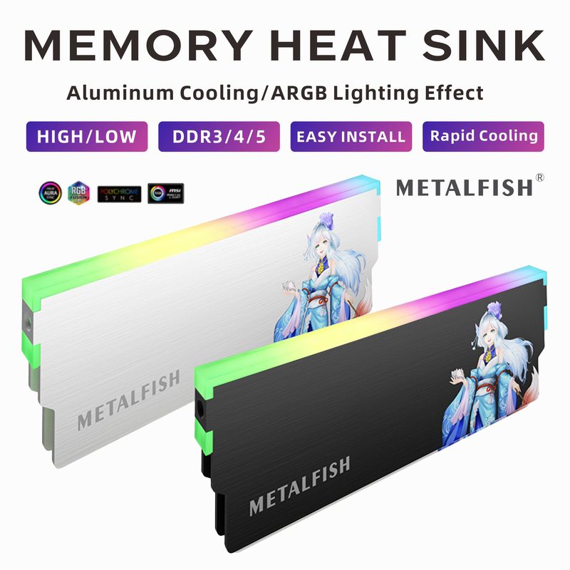 Ddr4 Desktop Ram - METALFISH DRAM Kühlkörper 5V-3PIN ARGB DDR3